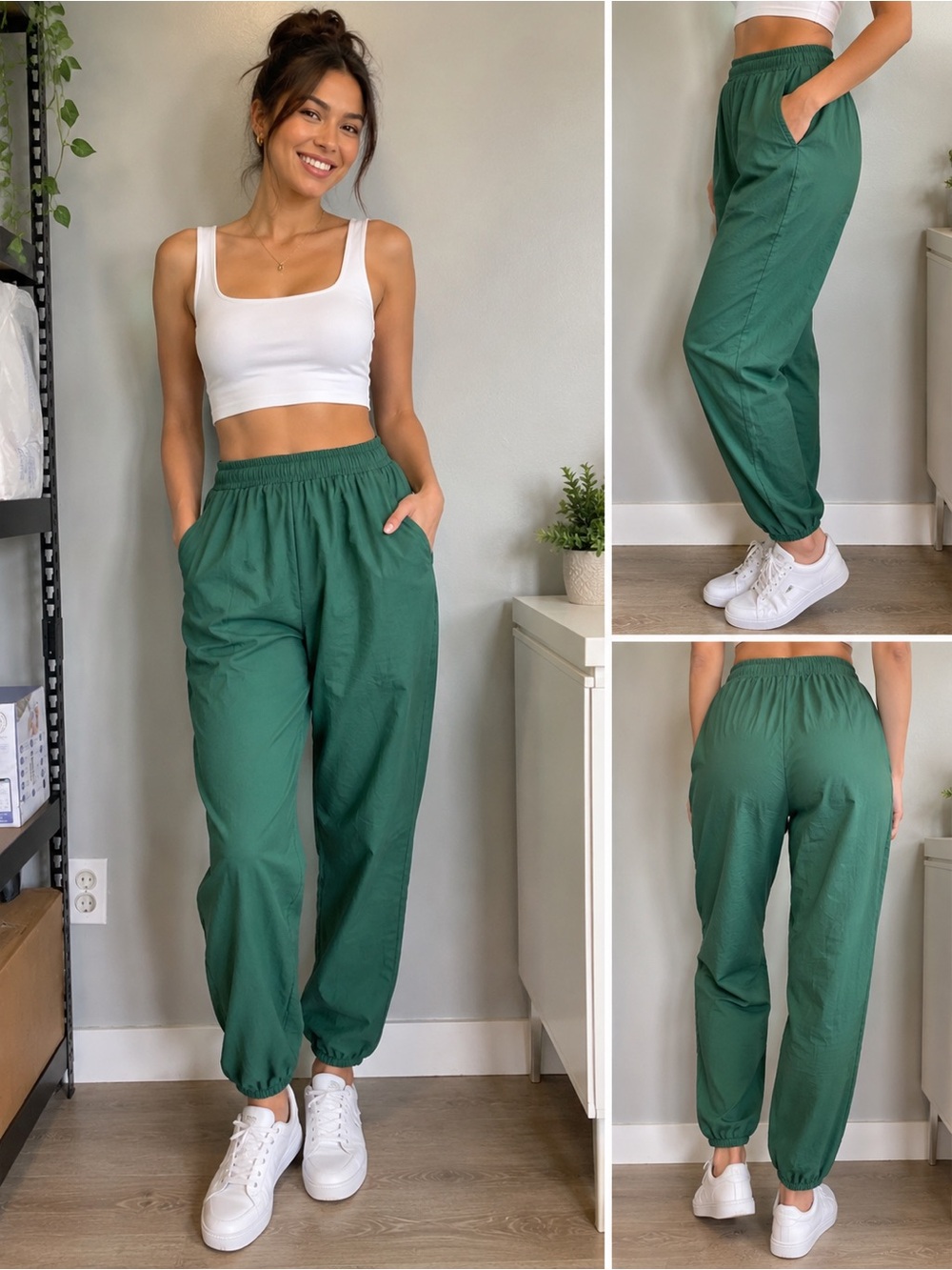 Women’s Green Jogger Pants Size Small Elastic Waist
